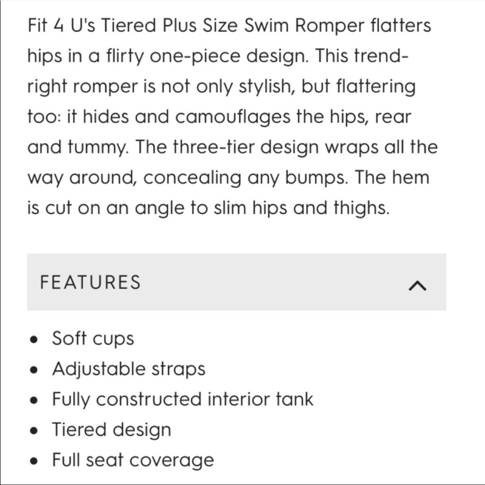New Fit 4 U Double Tiered Swimsuit Swim set Black QVC Romper Plus size one size - Picture 10 of 10